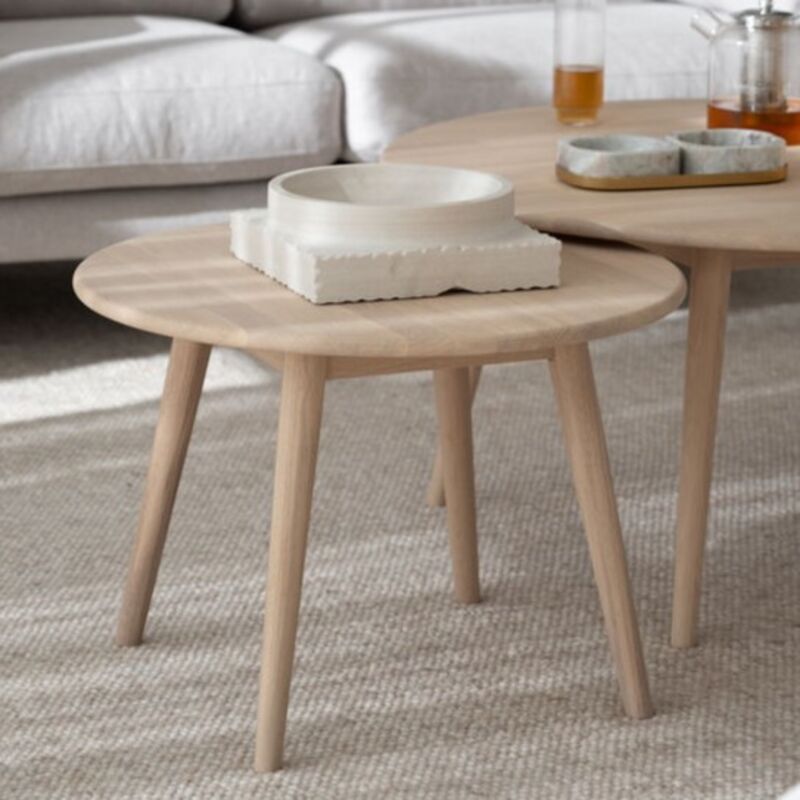 Rowico Home Tompkins pyöreä sohvapöytä Ø60 cm valkoöljytty tammi